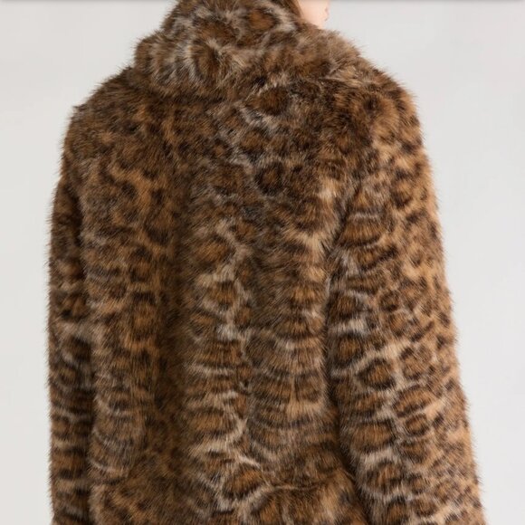 Rebecca Minkoff Vegan Fur Shawl Collar Coat - Picture 3 of 6